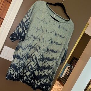 Tie-Dye Women's Top - Blue and Green
